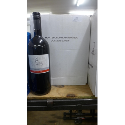 2404 - A case of 6 x 1 litre bottles of red wine including Sangvese and Merlot