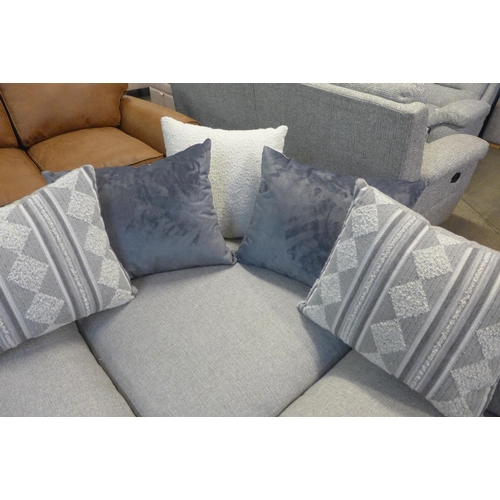 1528 - A grey hopsack corner sofa