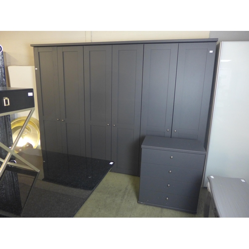 1548 - A Heritage blue six door wardrobe and a chest of drawers * this lot is subject to VAT