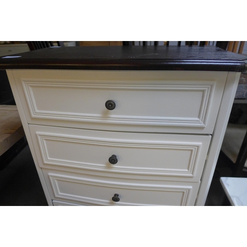 1583 - A French style five drawer tallboy with contrast top