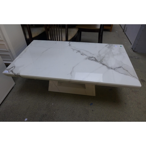 1584 - A white and grey marble effect dining table