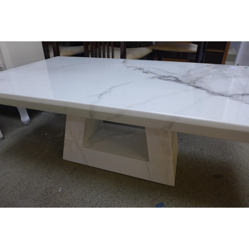 1584 - A white and grey marble effect dining table