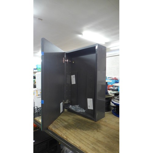 2414 - A high gloss, dark grey bathroom cabinet