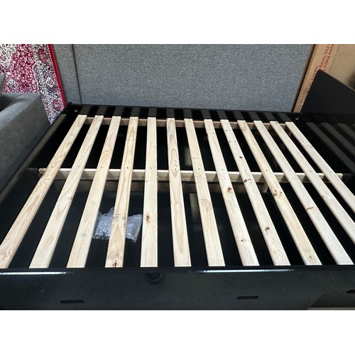 1501 - A black high gloss double bed frame with storage drawers - boxed * This lot is subject to VAT