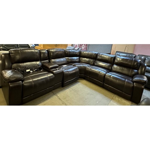 1507 - Dunhill Leather Power Reclining Motion Brown corner Sofa, original RRP £1499.91 + VAT * This lot is ... 