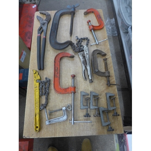 2060 - An assortment of clamps, grips and other tools