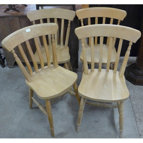 118 - A set of four beech kitchen chairs