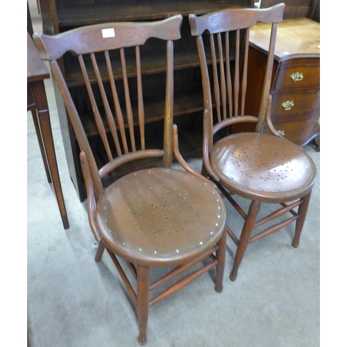 127 - A pair of early 20th Century beech bentwood chairs