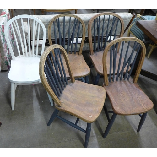 149 - Five Victorian elm and beech kitchen chairs