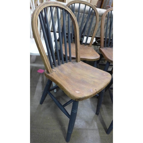 149 - Five Victorian elm and beech kitchen chairs