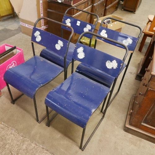 192 - A set of four mid 20th Century tubular steel stacking chairs