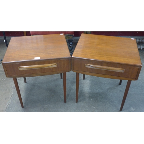 20 - A pair of G-Plan teak single drawer bedside tables