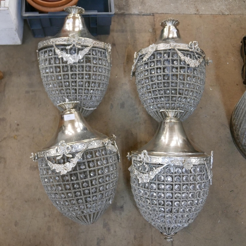 202 - A set of four French Empire style tear drop shaped chandeliers