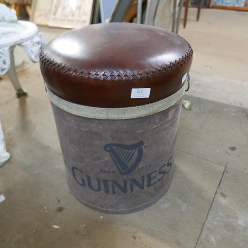 212 - A brown leather and canvas Guinness advertising stool