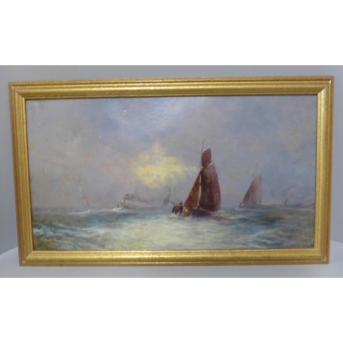 214 - E. Chester (late19th/early 20th Century), pair of seascapes, oil on board, framed