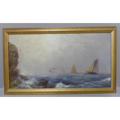 214 - E. Chester (late19th/early 20th Century), pair of seascapes, oil on board, framed