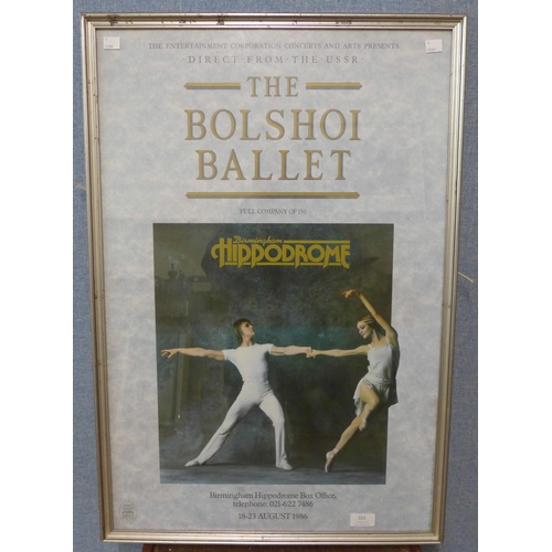 221 - A Birmingham Hippodrome Bolshoi Ballet print, framed