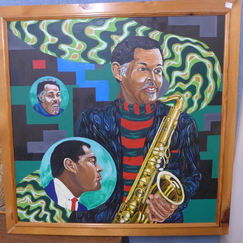 224 - Six jazz themed oil paintings