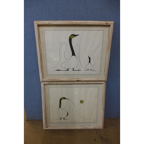 230C - A pair of Benjamin Chee Chee prints of swans, framed