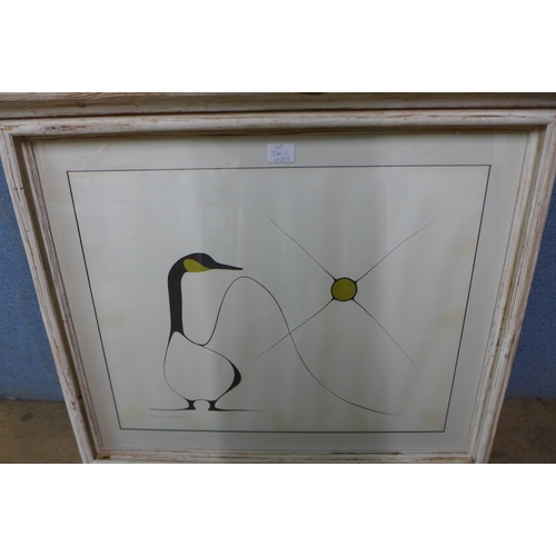 230C - A pair of Benjamin Chee Chee prints of swans, framed