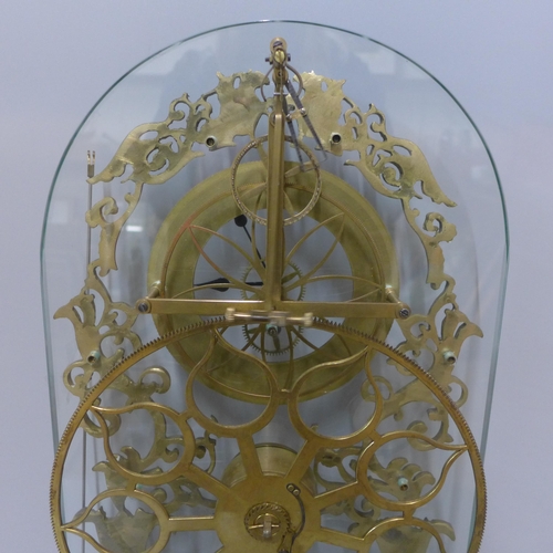 237 - A French Greater Wheel clock, pin-wheel escapement, on a marble base, with key, height 50cm