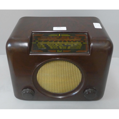 250 - A Bush Bakelite radio, DAC90A