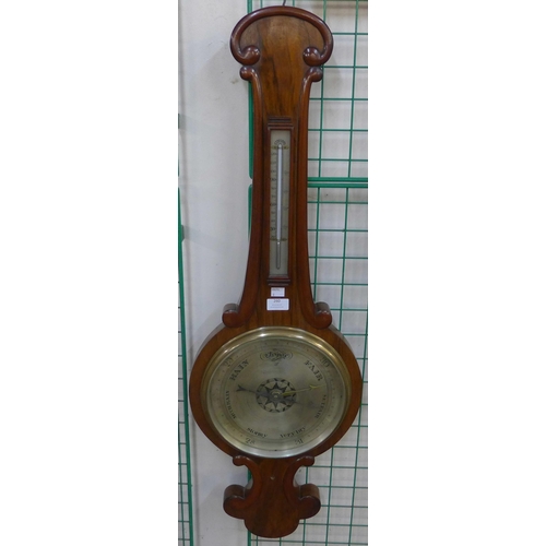 260 - A Victorian walnut banjo barometer