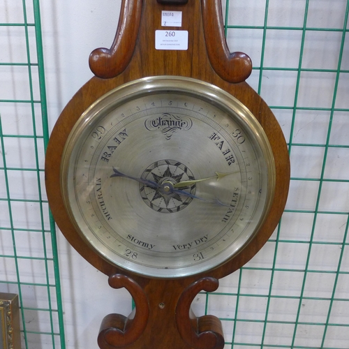 260 - A Victorian walnut banjo barometer