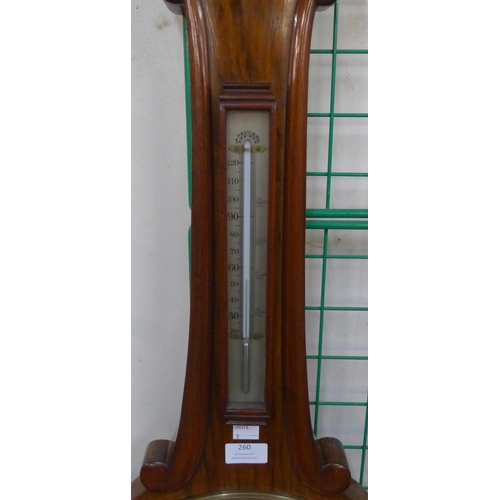 260 - A Victorian walnut banjo barometer