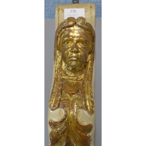 278 - A cream and parcel gilt pilaster