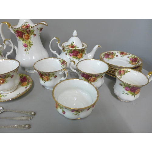 287 - A Royal Albert Old Country Roses six setting tea service and a coffee pot