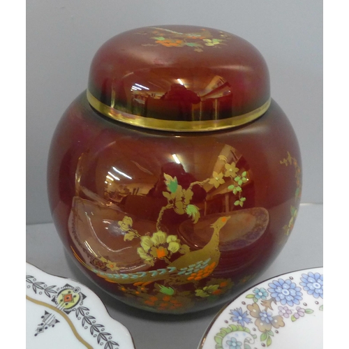 289 - A Carlton ware globular ginger jar with cover and assorted china, including Aynsley