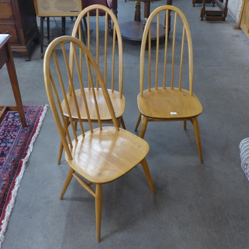 29 - A set of three Ercol Blonde elm and beech Quaker chairs