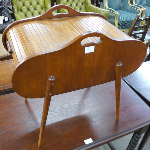 34A - A teak tambour sewing box