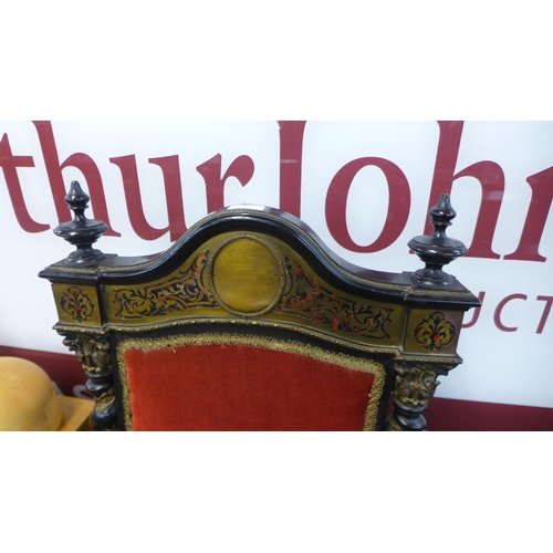 47 - A 19th Century French ebonised and Boulle work side chair