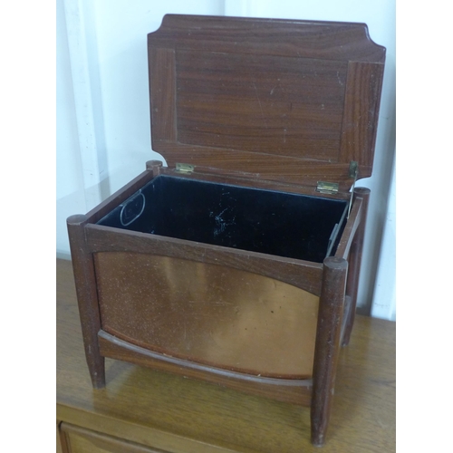 8A - A teak and copper coal box