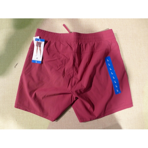 Five pairs of women's cherry pink Tuff Athletics shorts - size L * this lot  is subject to VAT