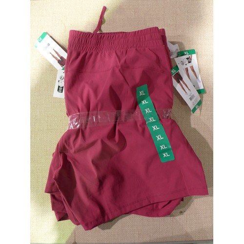 Five pairs of women's cherry pink Tuff Athletics shorts - size XL * this  lot is subject to VAT