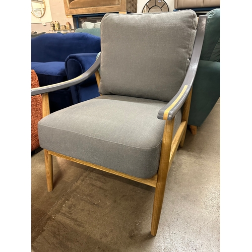 1350A - An Ashford linen armchair with painted grey arms, repaired RRP £355