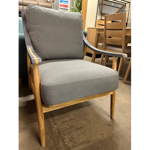 1350A - An Ashford linen armchair with painted grey arms, repaired RRP £355