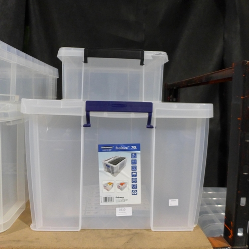 3499 - Two plastic storage boxes - cracked