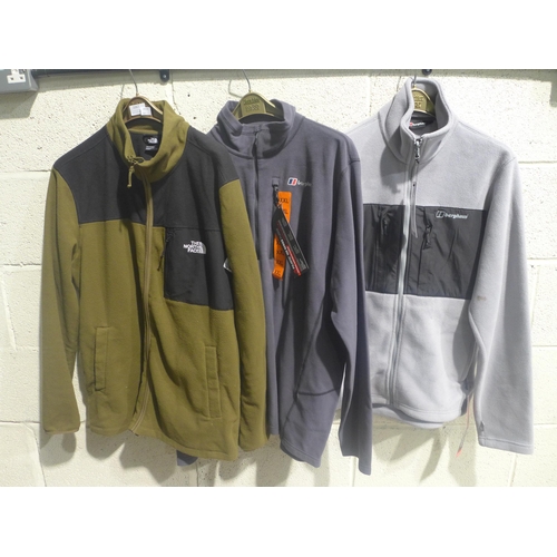 3367 - Three men's zip up fleeces - Two Berghaus, sizes XXL & M and The North Face, size XL *This lot is su... 