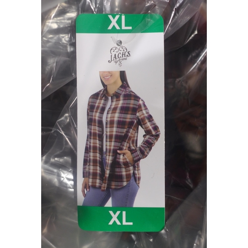 3379 - Quantity of ladies Jach's copper checked shirts, mixed sizes *This lot is subject to VAT