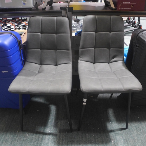 3475 - Pair of Slate Grey Leather Tapered Chairs, original RRP £133.33 + VAT (310-116) * This lot is subjec... 