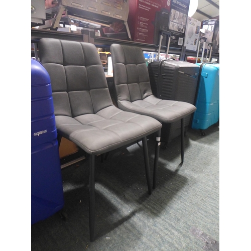 3475 - Pair of Slate Grey Leather Tapered Chairs, original RRP £133.33 + VAT (310-116) * This lot is subjec... 