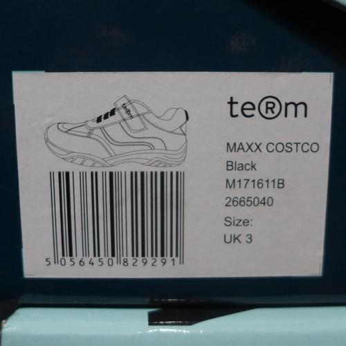 3240 - Kid's Term black school shoes - UK size 3 *This lot is subject to VAT