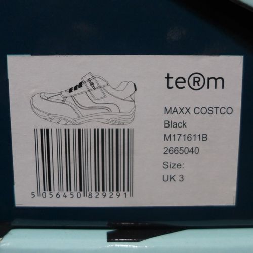 3243 - Kid's Term black school shoes - UK size 3 *This lot is subject to VAT