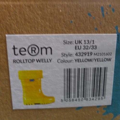 3279 - Kid's Term yellow sock lined wellies - UK size 13-1*This lot is subject to VAT