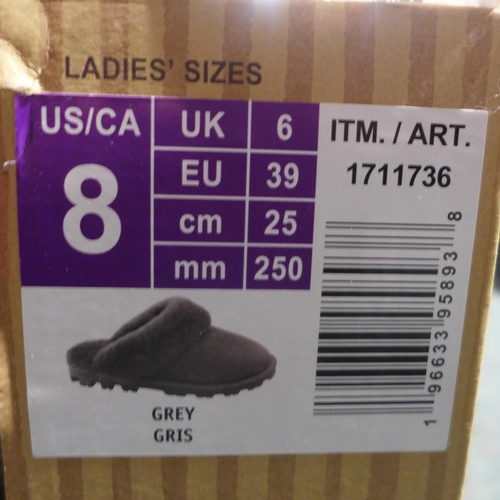 3281 - Ladies grey shearling slippers - UK size 6 *This lot is subject to VAT