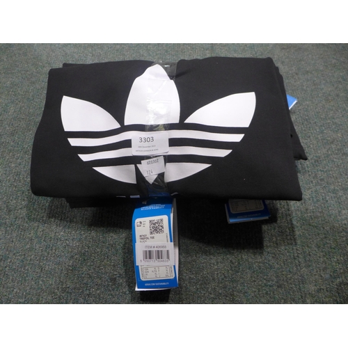 3303 - Three men's black Adidas T-Shirts, size XL *This lot is subject to VAT